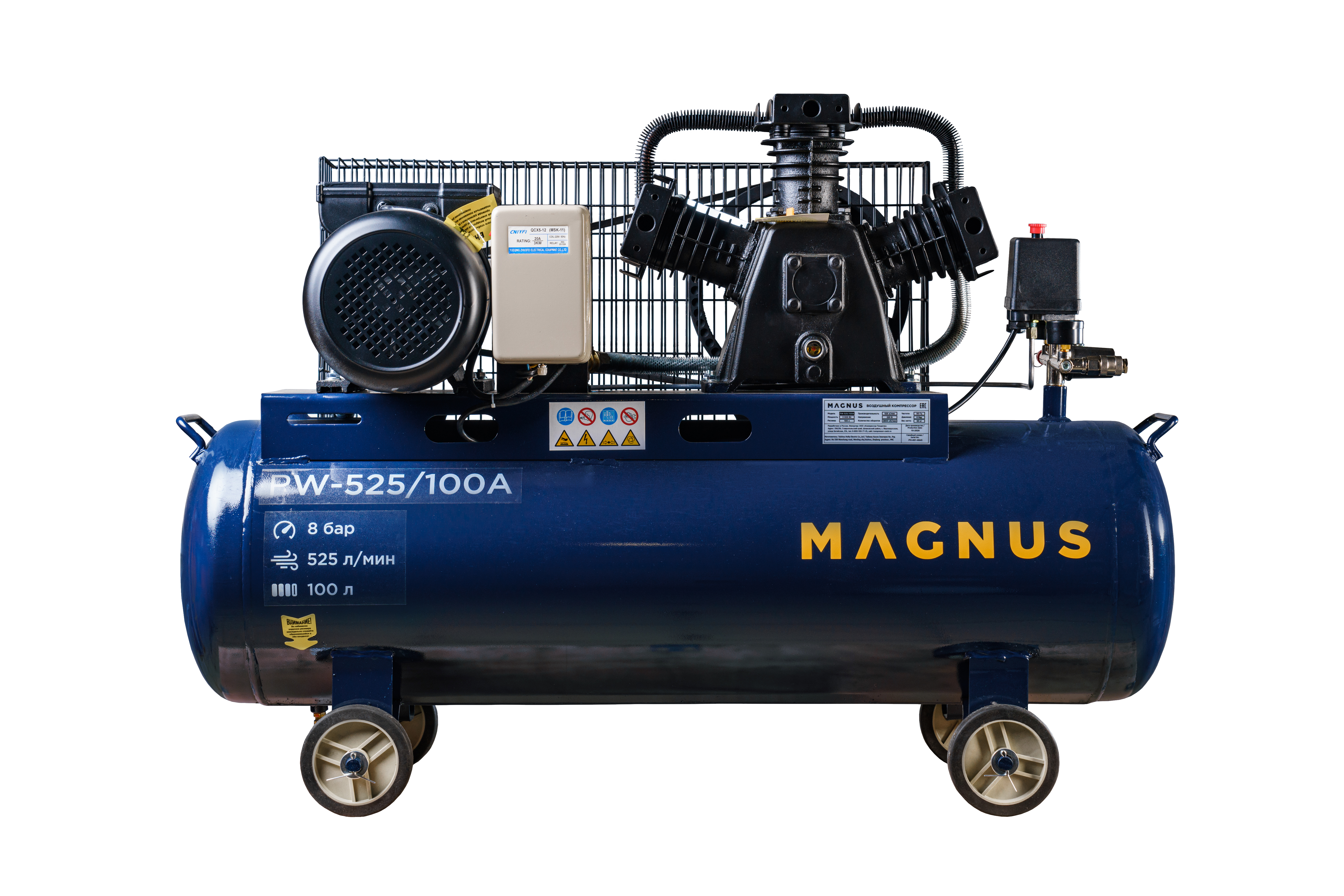 Компрессор воздушный Magnus KW-525/100А новый фильтр (8 атм.,3,0кВт, 220В,Ф65) в Челябинске